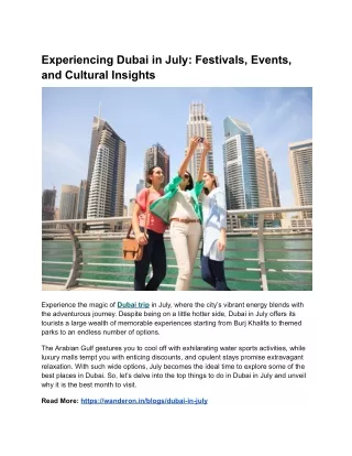 Dubai In July: Why It Is The Right Month To Explore Dubai?