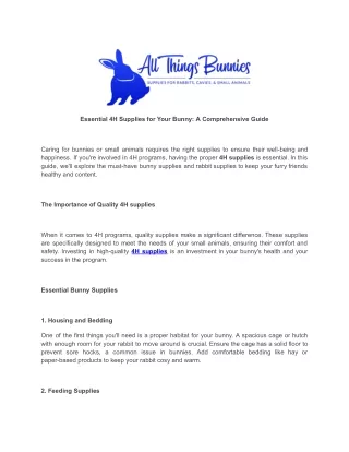 Essential 4H Supplies for Your Bunny_ A Comprehensive Guide