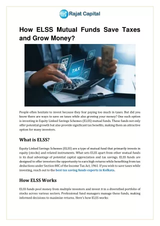 How ELSS Mutual Funds Save Taxes and Grow Money