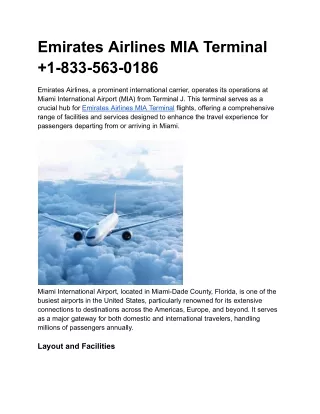 Emirates Airlines MIA Terminal  1-833-563-0186