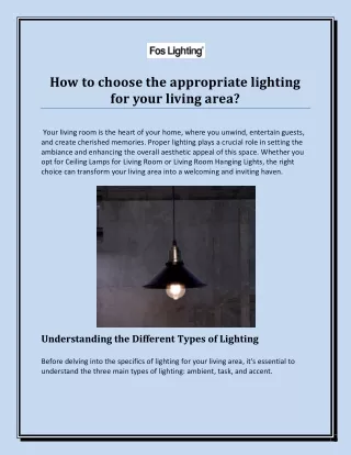 How to choose the appropriate lighting for your living area