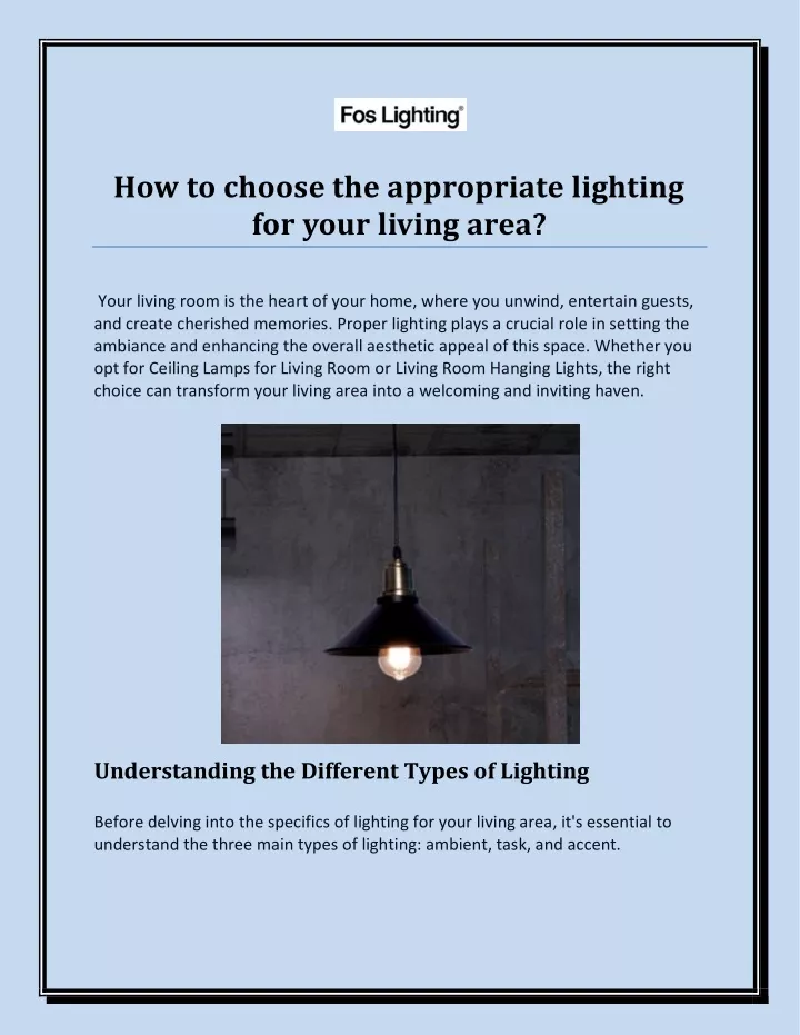 how to choose the appropriate lighting for your