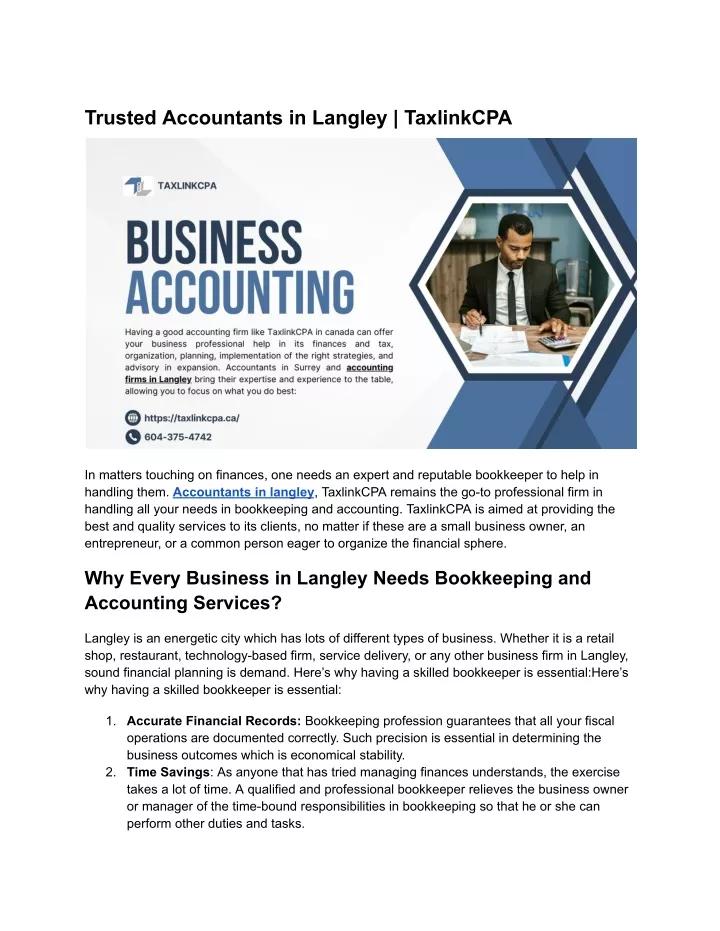 trusted accountants in langley taxlinkcpa