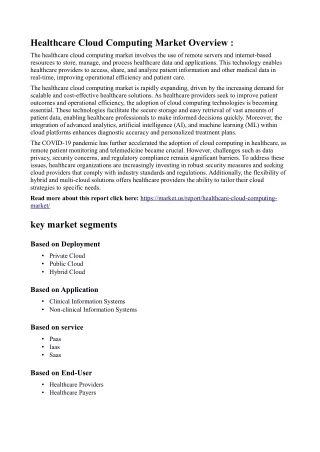 healthcare cloud computing market overview