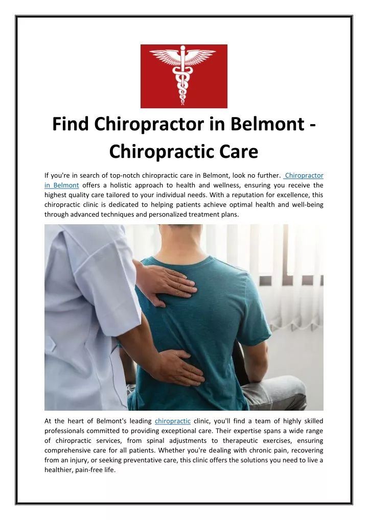 find chiropractor in belmont chiropractic care