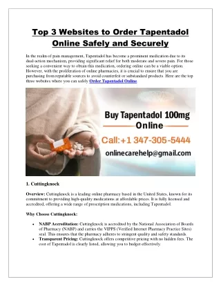 top 3 websites to order tapentadol online safely