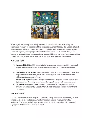 SEO Course in Rohini