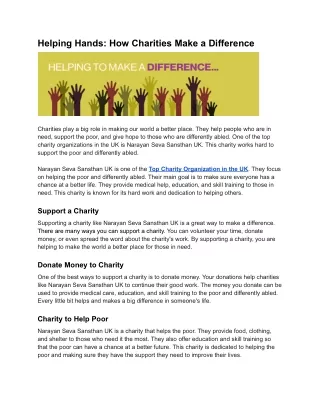 helping hands how charities make a difference