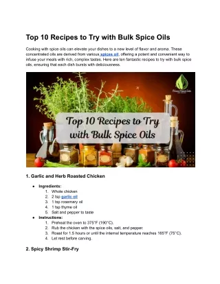 Top 10 Recipes to Try with Bulk Spice Oils