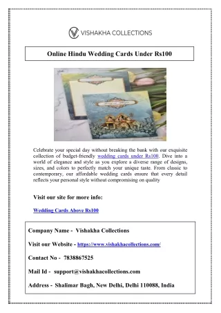 Online Hindu Wedding Cards Under Rs100