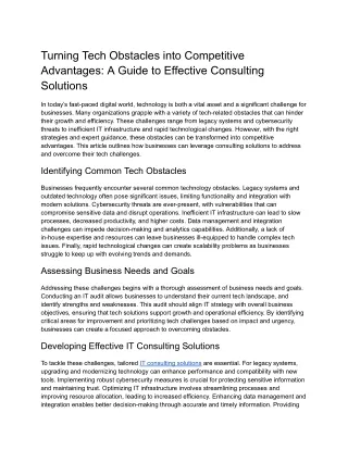 Turning Tech Obstacles into Competitive Advantages_ A Guide to Effective Consulting Solutions