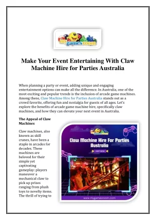 Make Your Event Entertaining With Claw Machine Hire for Parties Australia