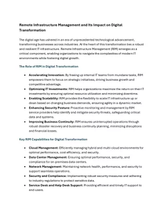 remote infrastructure management and its impact