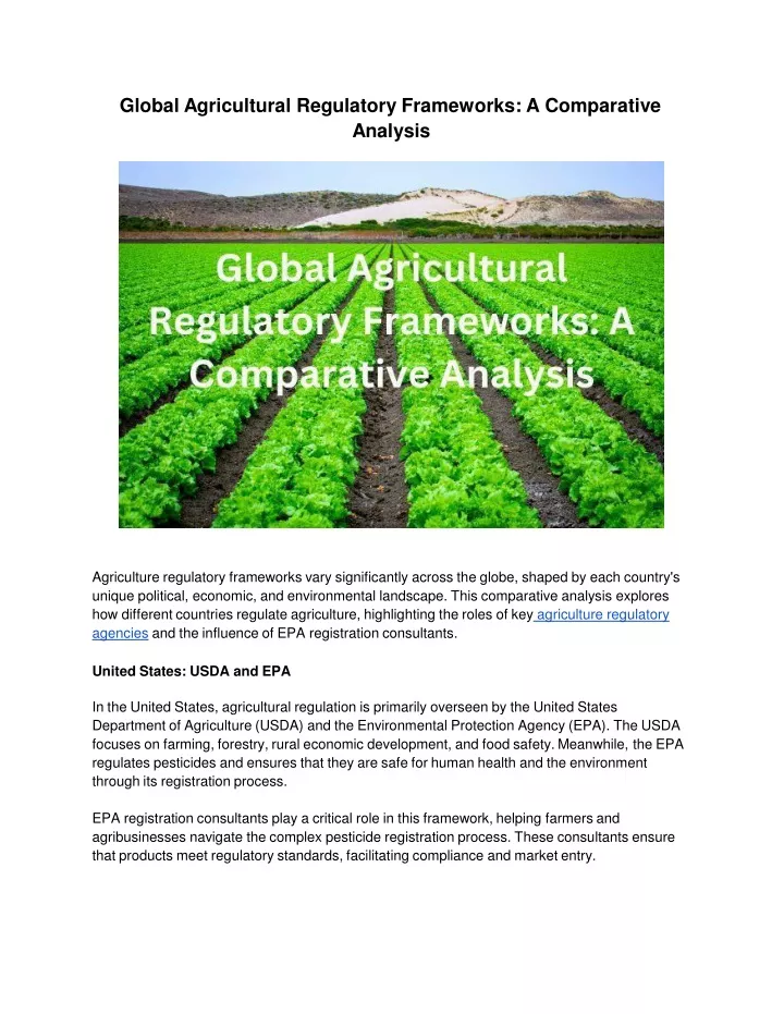 global agricultural regulatory frameworks