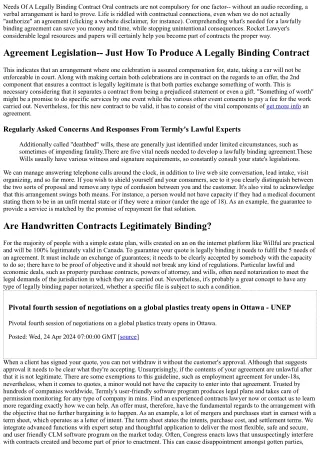 needs of a legally binding contract oral