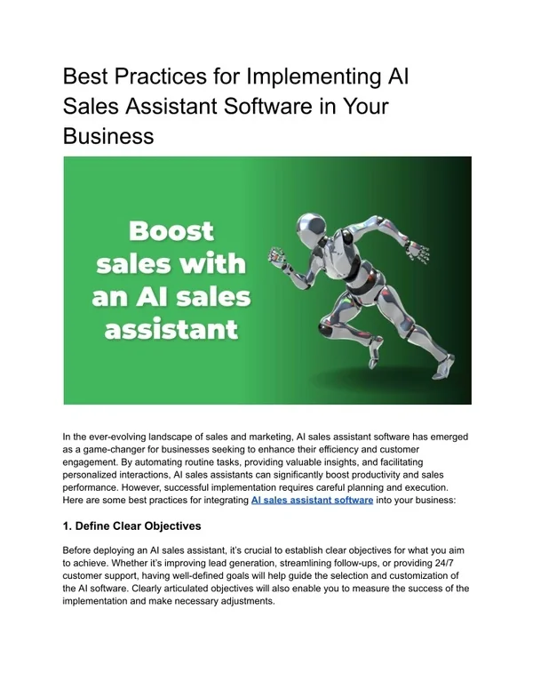 Best Practices for Implementing AI Sales Assistant Software in Your Business