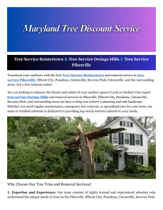 Tree Service Pikesville