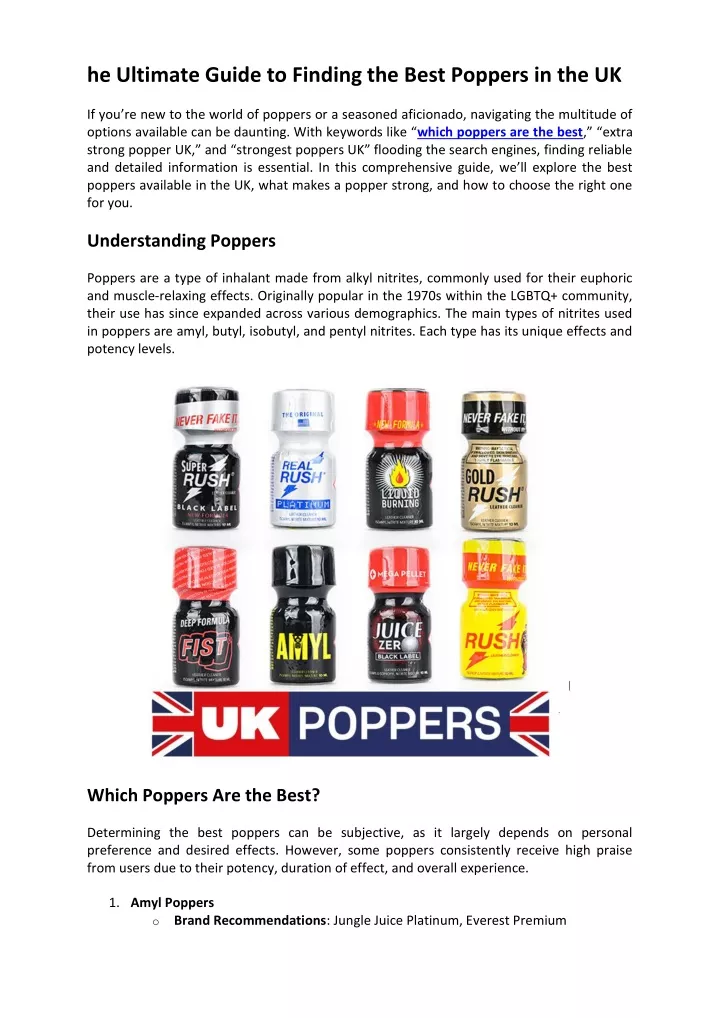 he ultimate guide to finding the best poppers