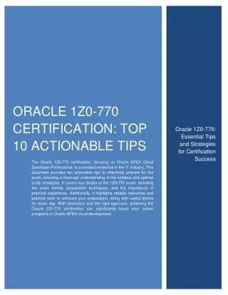 Oracle 1Z0-770 Certification: Top 10 Actionable Tips