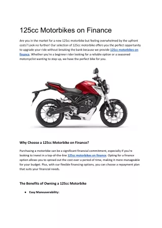 125cc motorbikes on finance