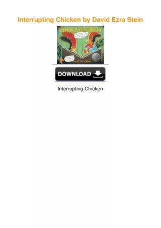 Interrupting Chicken by David Ezra Stein