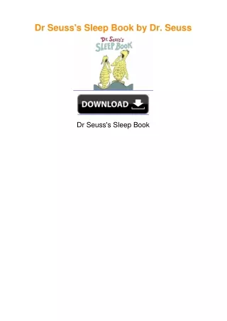 Dr Seuss's Sleep Book by Dr. Seuss