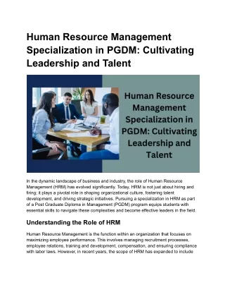 Human Resource Management Specialization in PGDM_ Cultivating Leadership and Talent