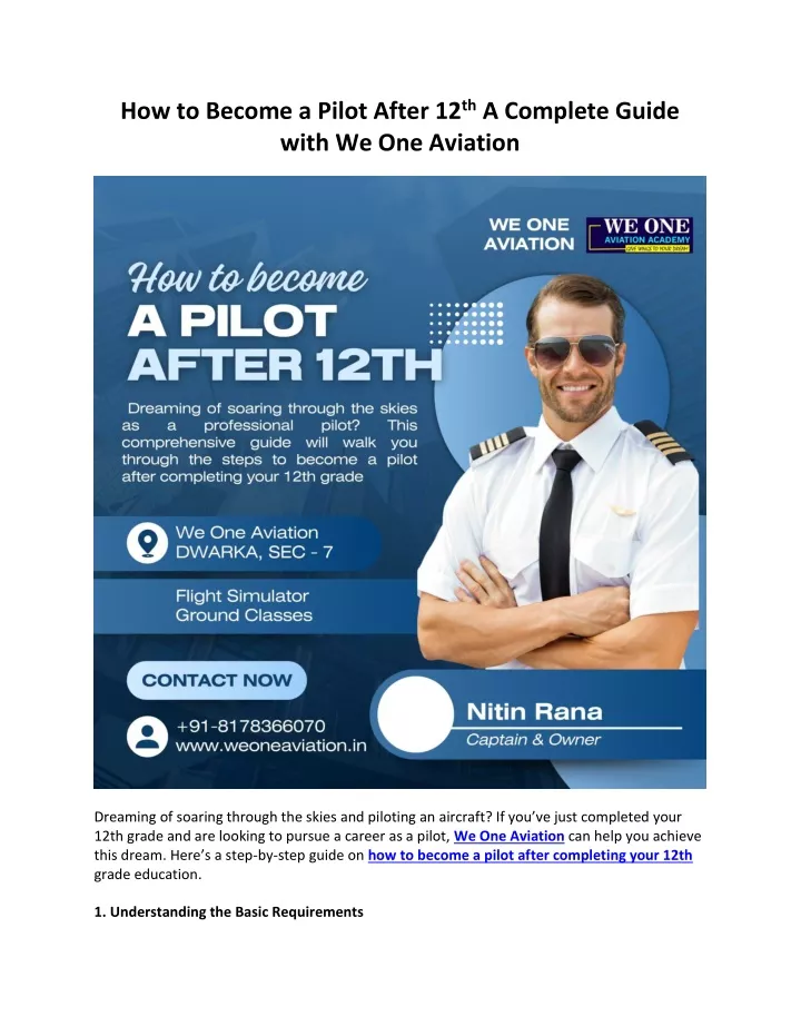 how to become a pilot after 12 th a complete