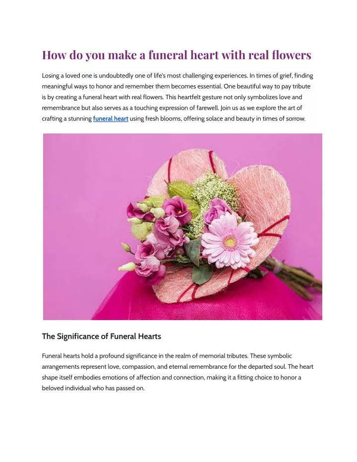 how do you make a funeral heart with real flowers