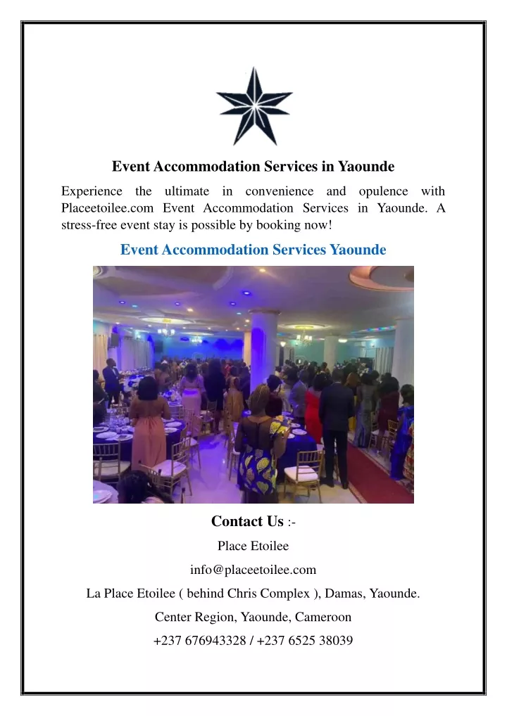 event accommodation services in yaounde