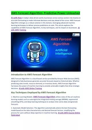 aws forecast algorithm predictive power unleashed