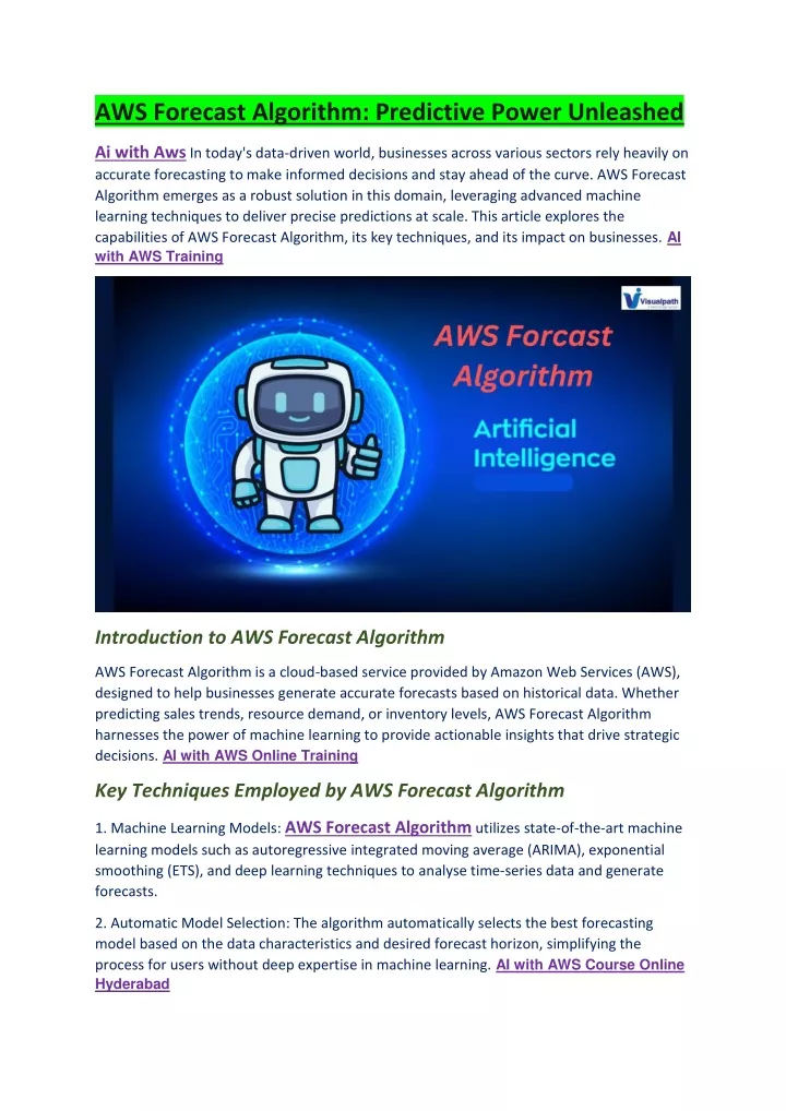 aws forecast algorithm predictive power unleashed