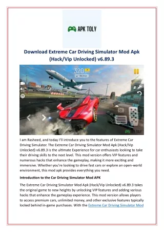 Download Extreme Car Driving Simulator Mod Apk (Hack/Vip Unlocked) v6.89.3