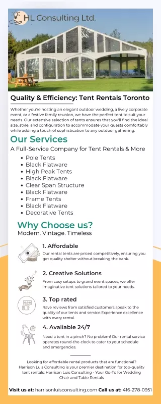 Wedding Chair and Table Rentals | Harrison Luis Consulting