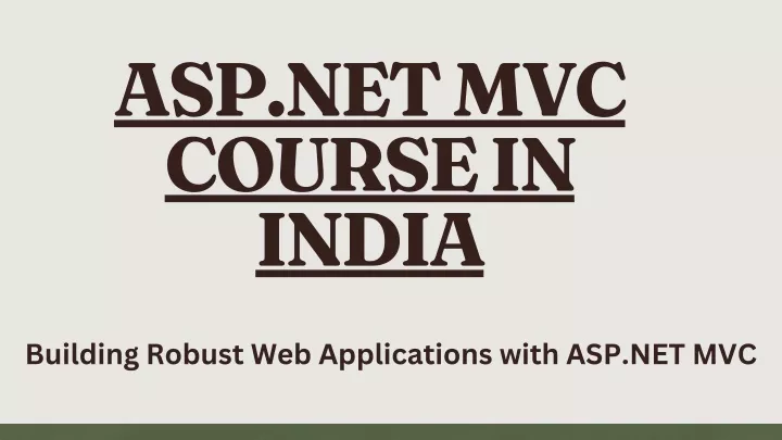 asp net mvc course in india