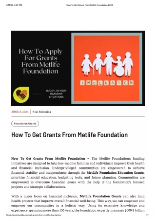 How To Get Grants From Metlife Foundation 2024