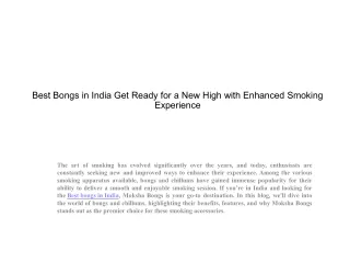 Best Bongs in India Get Ready for a New High with Enhanced Smoking Experiences