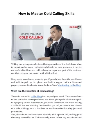 How to Master Cold Calling Skills