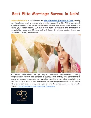 Best Elite Marriage Bureau in Delhi