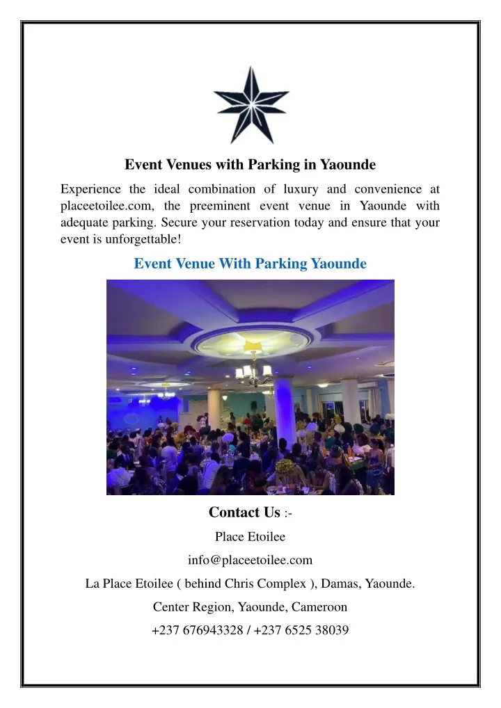 event venues with parking in yaounde