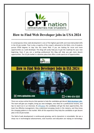 How to Find Web Developer jobs in USA 2024