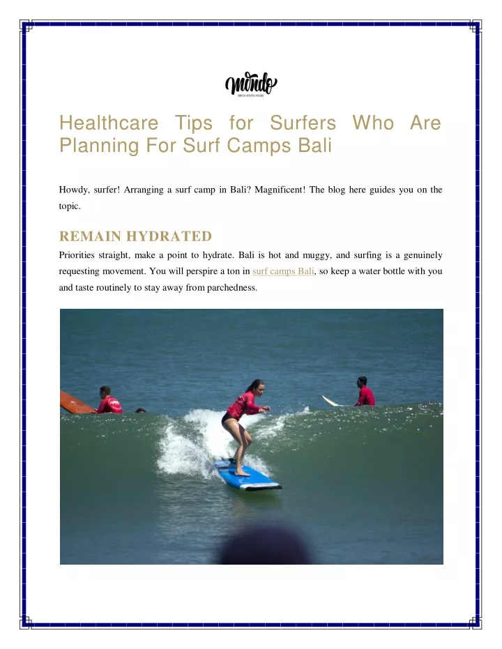 healthcare tips for surfers who are planning