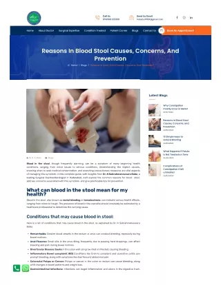 Reasons In Blood Stool Causes, Concerns, And Prevention