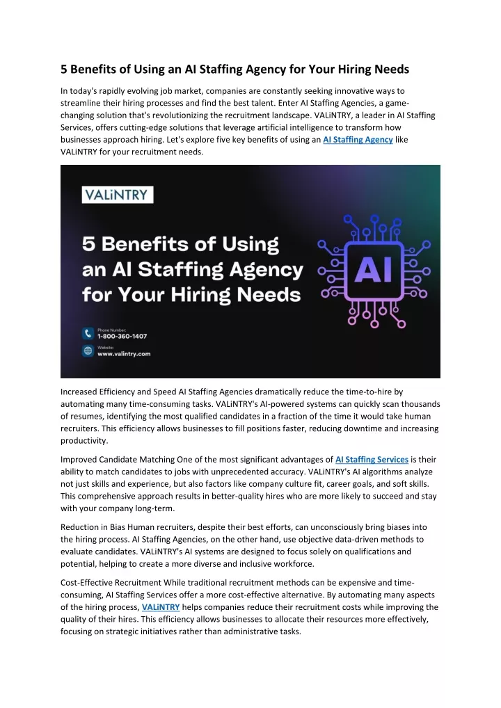 5 benefits of using an ai staffing agency