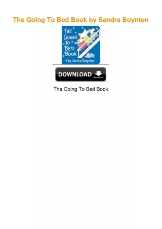 The Going To Bed Book by Sandra Boynton