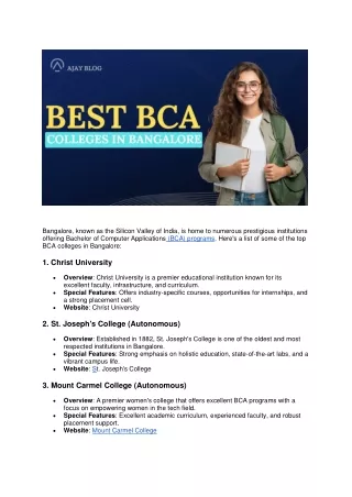 Best BCA Colleges In Bangalore
