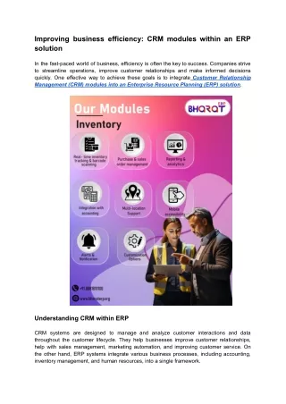 Improving business efficiency CRM modules within an ERP solution