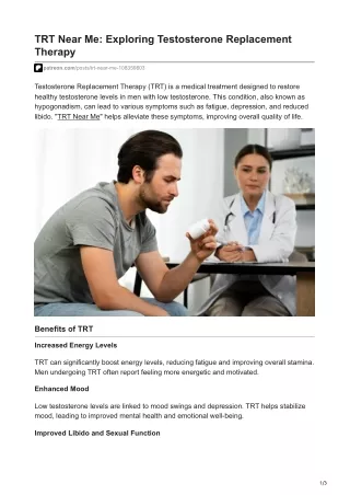 TRT Near Me Exploring Testosterone Replacement Therapy