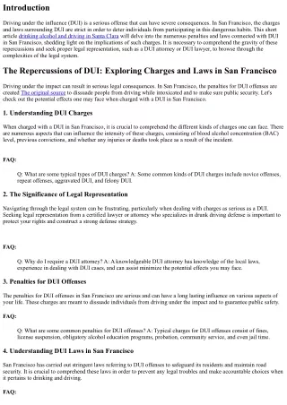 The Effects of DUI: Exploring Charges and Laws in San Francisco