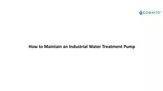 How to Maintain an Industrial Water Treatment Pump